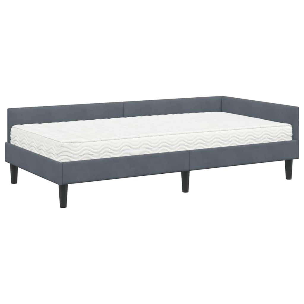vidaXL Κρεβάτι γωνίας με στρώμα Άλλο με κεφαλάρι 2 pcs Γκρι Βελούδο