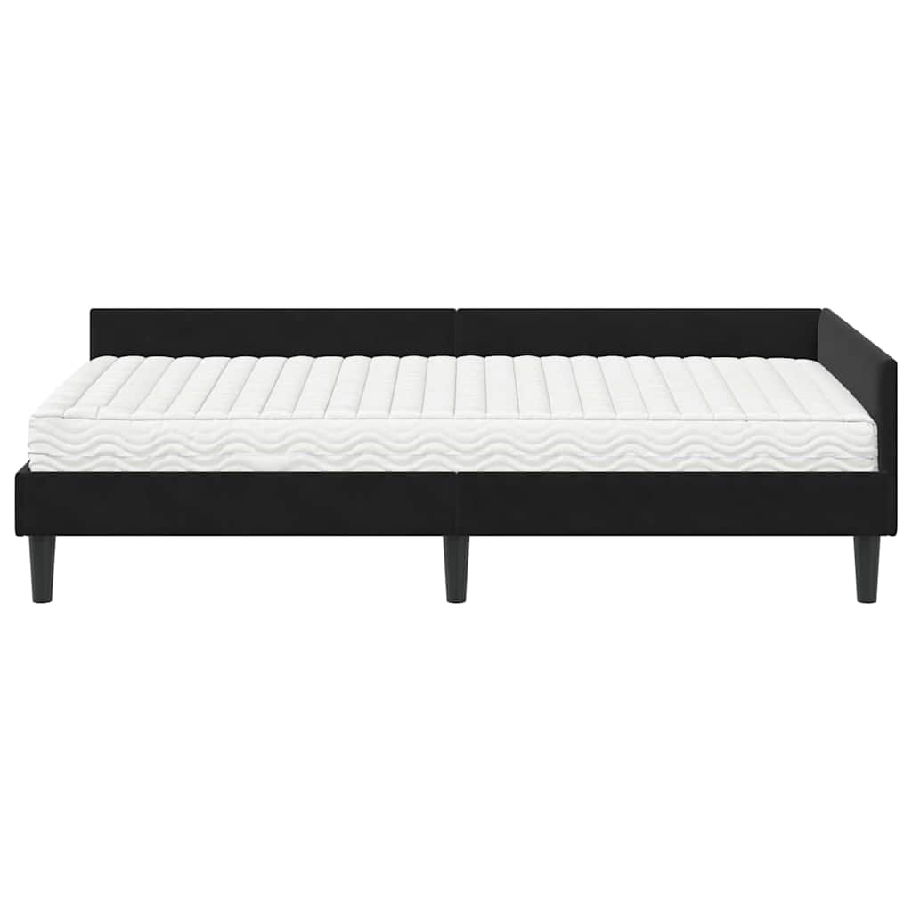 vidaXL Κρεβάτι γωνίας με στρώμα Άλλο με κεφαλάρι 2 pcs Μαύρο Βελούδο
