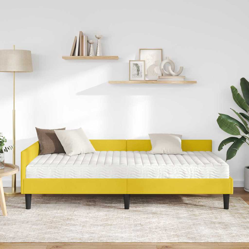 vidaXL Κρεβάτι γωνίας με στρώμα Άλλο με κεφαλάρι 2 pcs Κίτρινο Βελούδο