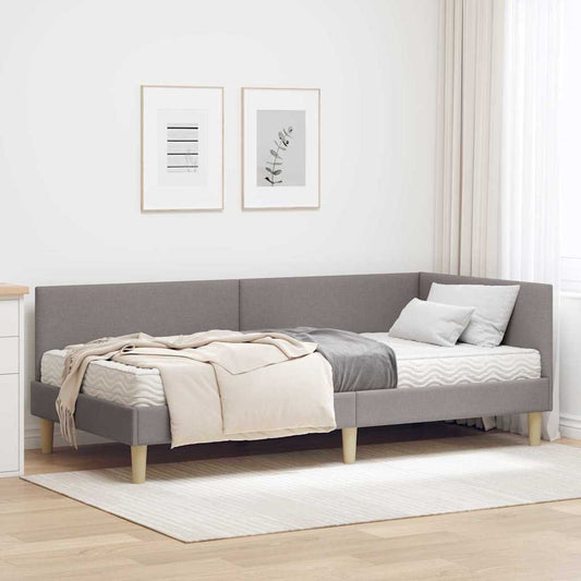 vidaXL Κρεβάτι γωνίας με στρώμα Άλλο με κεφαλάρι 2 pcs Taupe ύφασμα