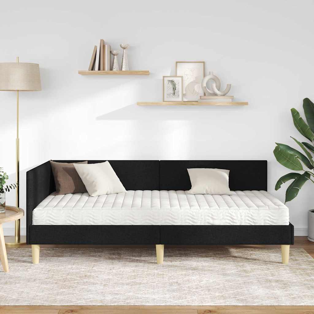vidaXL Κρεβάτι γωνίας με στρώμα Άλλο με κεφαλάρι 2 pcs Πράσινο ύφασμα