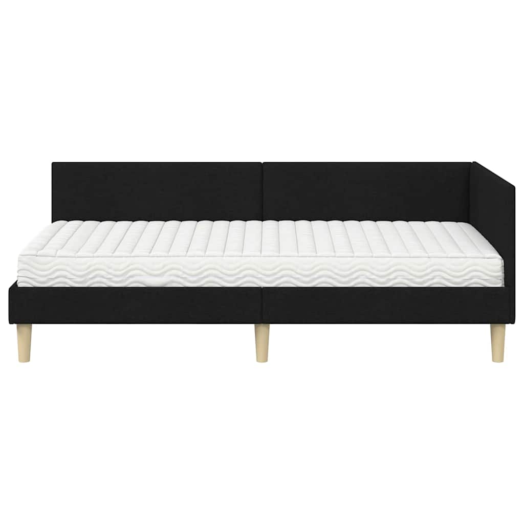 vidaXL Κρεβάτι γωνίας με στρώμα Άλλο με κεφαλάρι 2 pcs Πράσινο ύφασμα