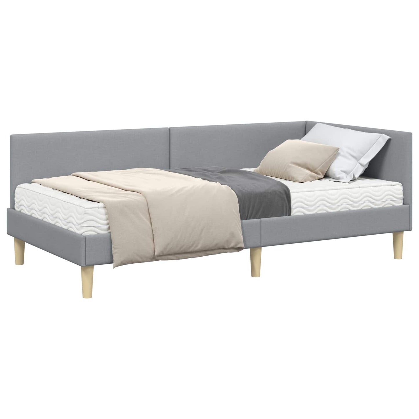 vidaXL Κρεβάτι γωνίας με στρώμα Άλλο 2 pcs Ανοιχτό γκρι ύφασμα