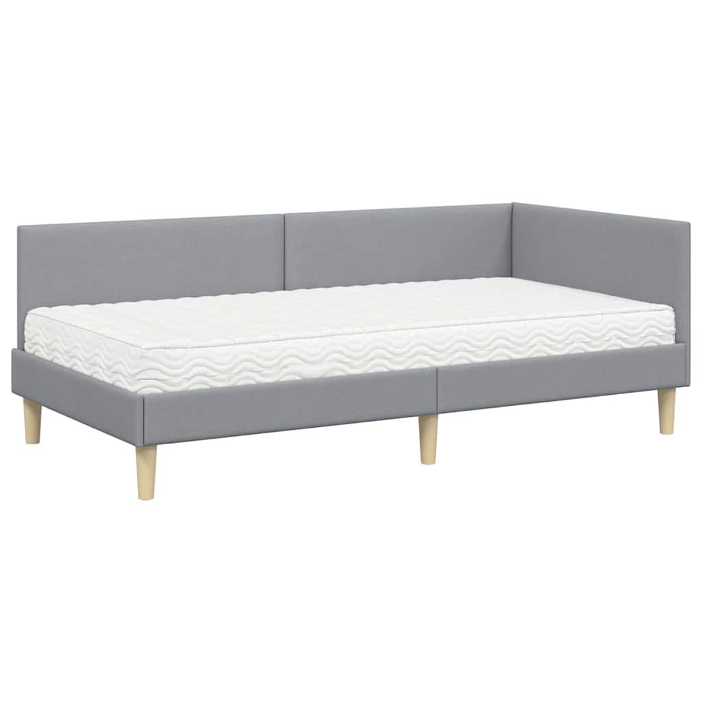 vidaXL Κρεβάτι γωνίας με στρώμα Άλλο 2 pcs Ανοιχτό γκρι ύφασμα