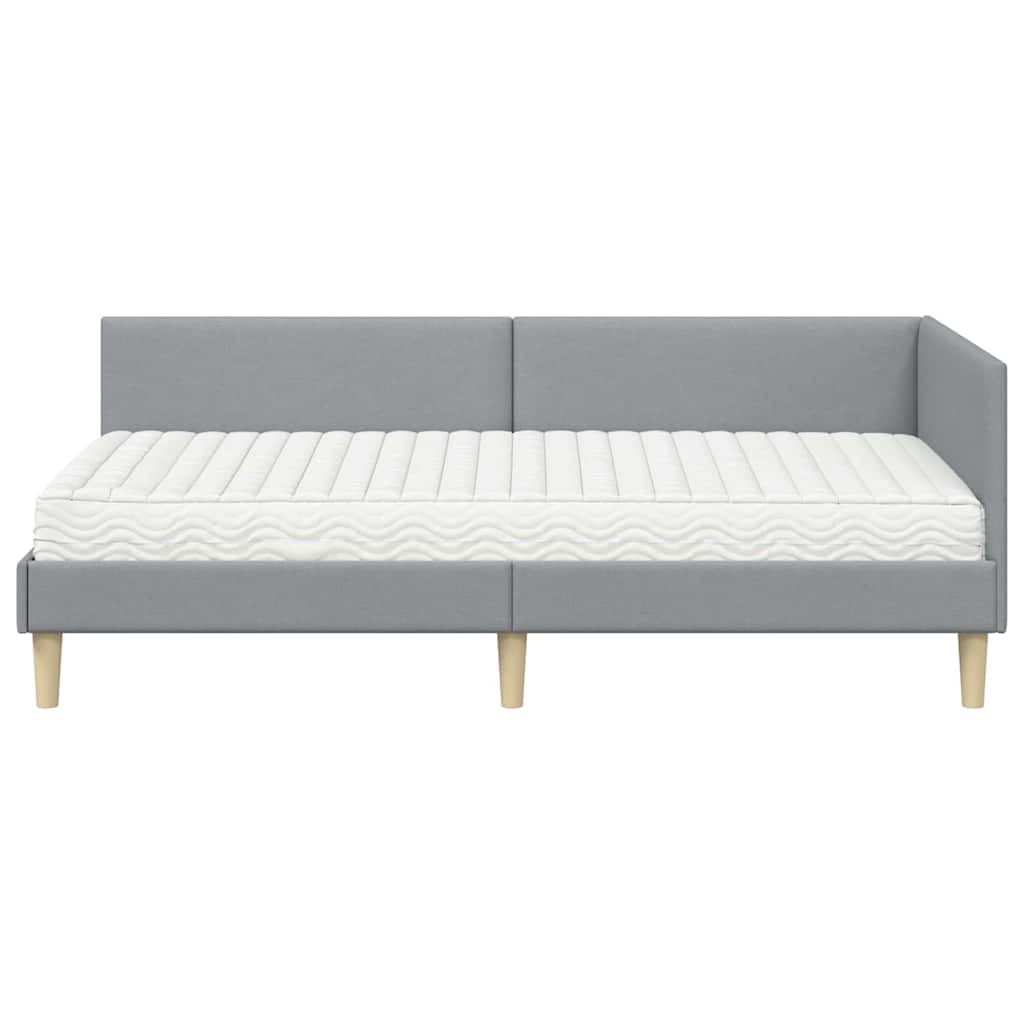 vidaXL Κρεβάτι γωνίας με στρώμα Άλλο 2 pcs Ανοιχτό γκρι ύφασμα