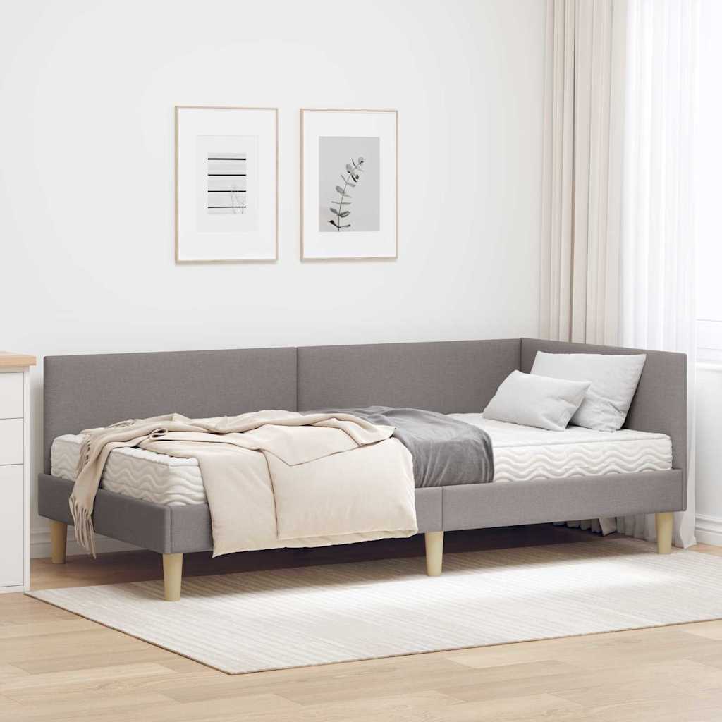 vidaXL Κρεβάτι γωνίας με στρώμα Άλλο με κεφαλάρι 2 pcs Taupe ύφασμα