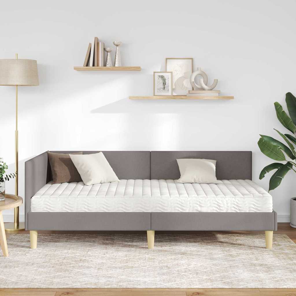 vidaXL Κρεβάτι γωνίας με στρώμα Άλλο με κεφαλάρι 2 pcs Taupe ύφασμα