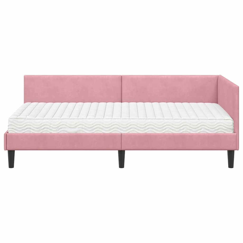 vidaXL Κρεβάτι γωνίας με στρώμα Άλλο με κεφαλάρι 2 pcs Γκρι Βελούδο