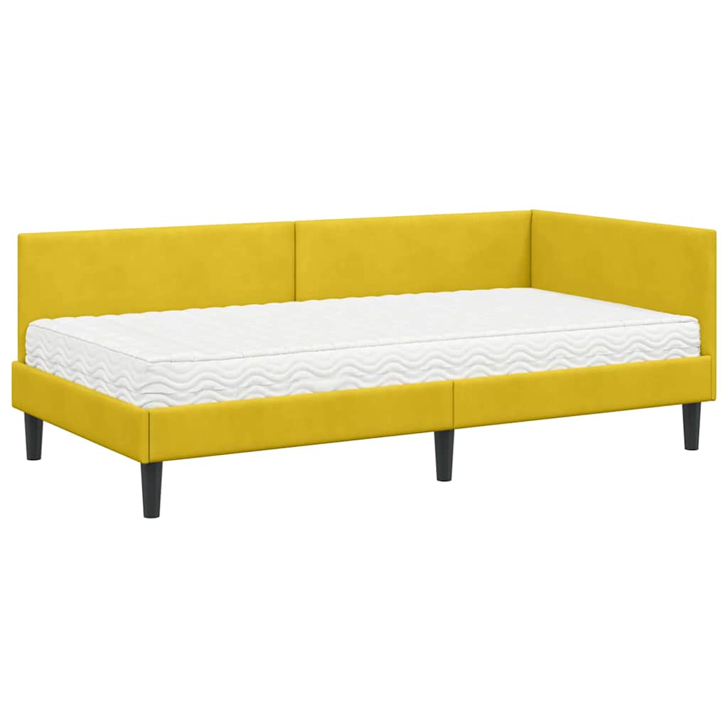 vidaXL Κρεβάτι γωνίας με στρώμα Άλλο με κεφαλάρι 2 pcs Κίτρινο Βελούδο