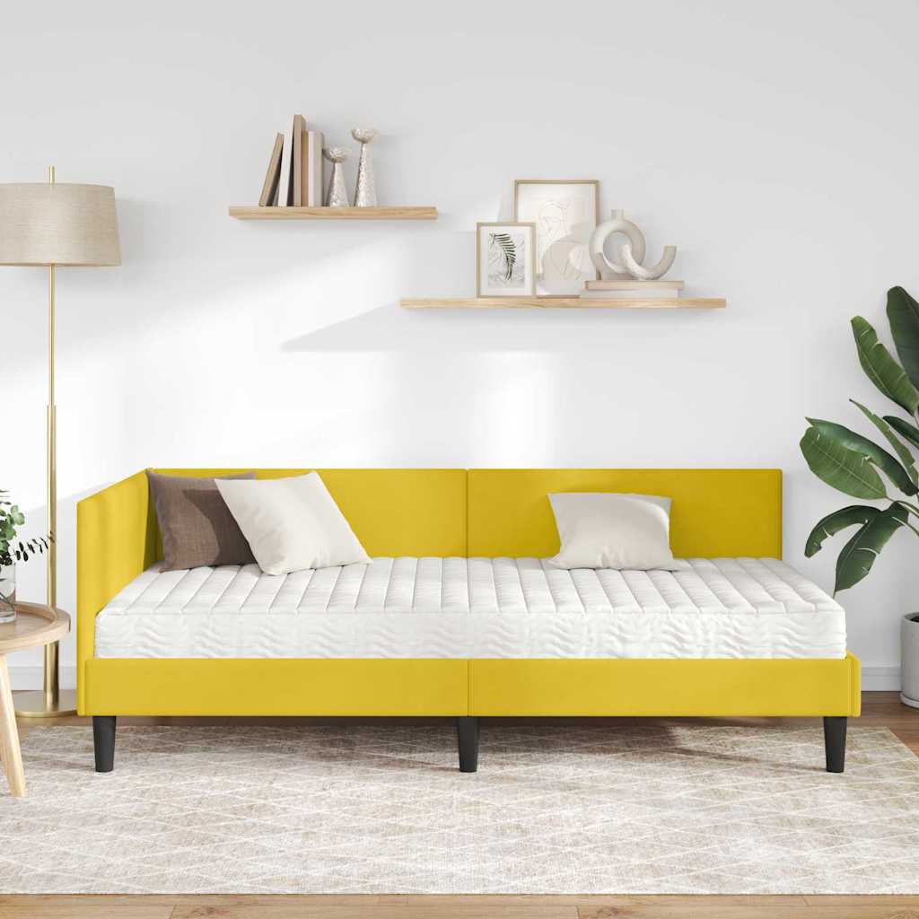 vidaXL Κρεβάτι γωνίας με στρώμα Άλλο με κεφαλάρι 2 pcs Κίτρινο Βελούδο