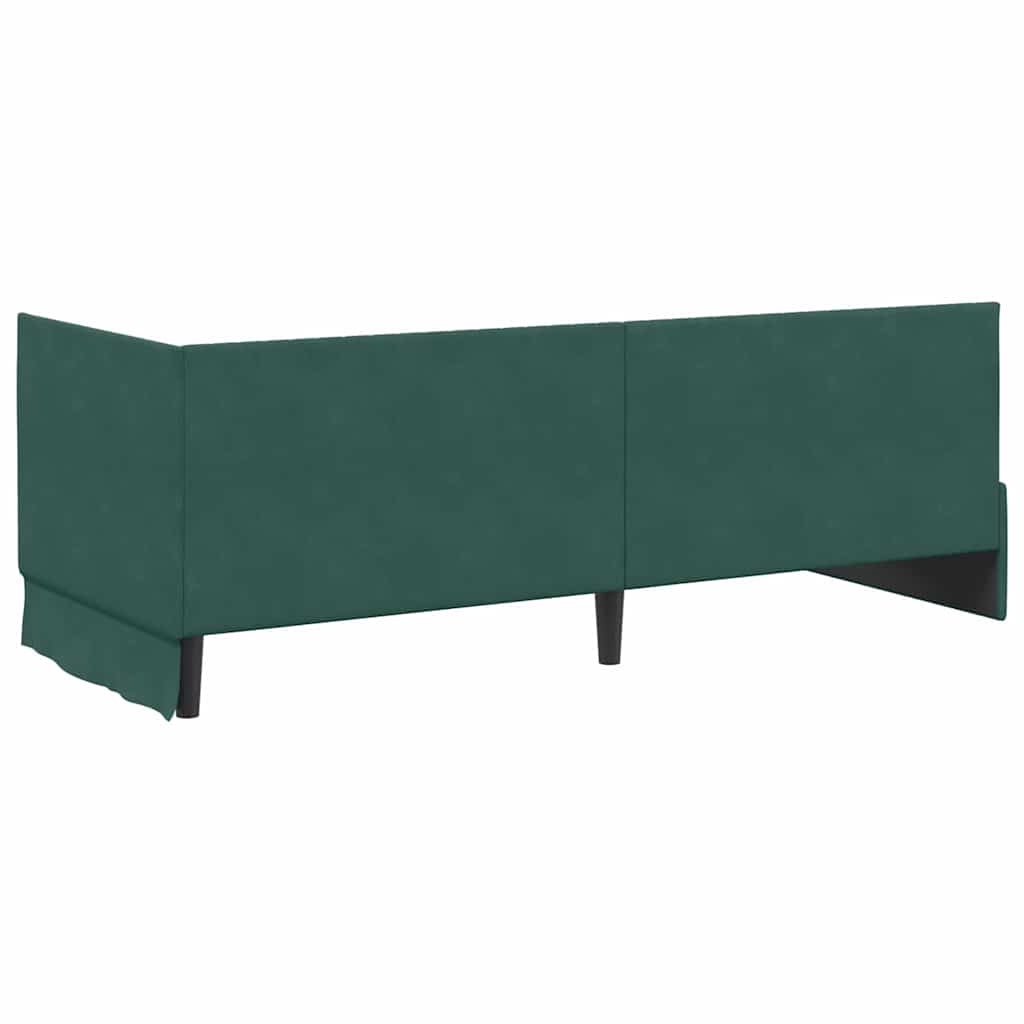 vidaXL Κρεβάτι γωνίας με στρώμα με κεφαλάρι 2 pcs Πράσινο Βελούδο