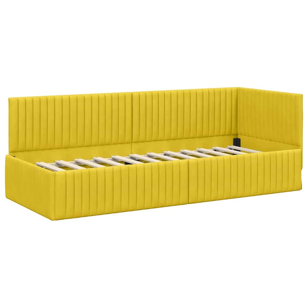 vidaXL Κρεβάτι γωνίας με στρώμα με κεφαλάρι 2 pcs Κίτρινο Βελούδο