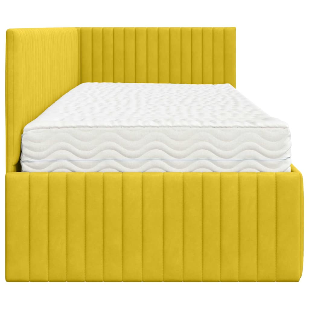 vidaXL Κρεβάτι γωνίας με στρώμα με κεφαλάρι 2 pcs Κίτρινο Βελούδο