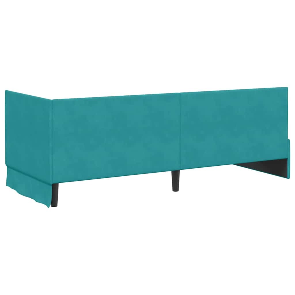 vidaXL Κρεβάτι γωνίας με στρώμα με κεφαλάρι 2 pcs Τιρκουάζ Βελούδο