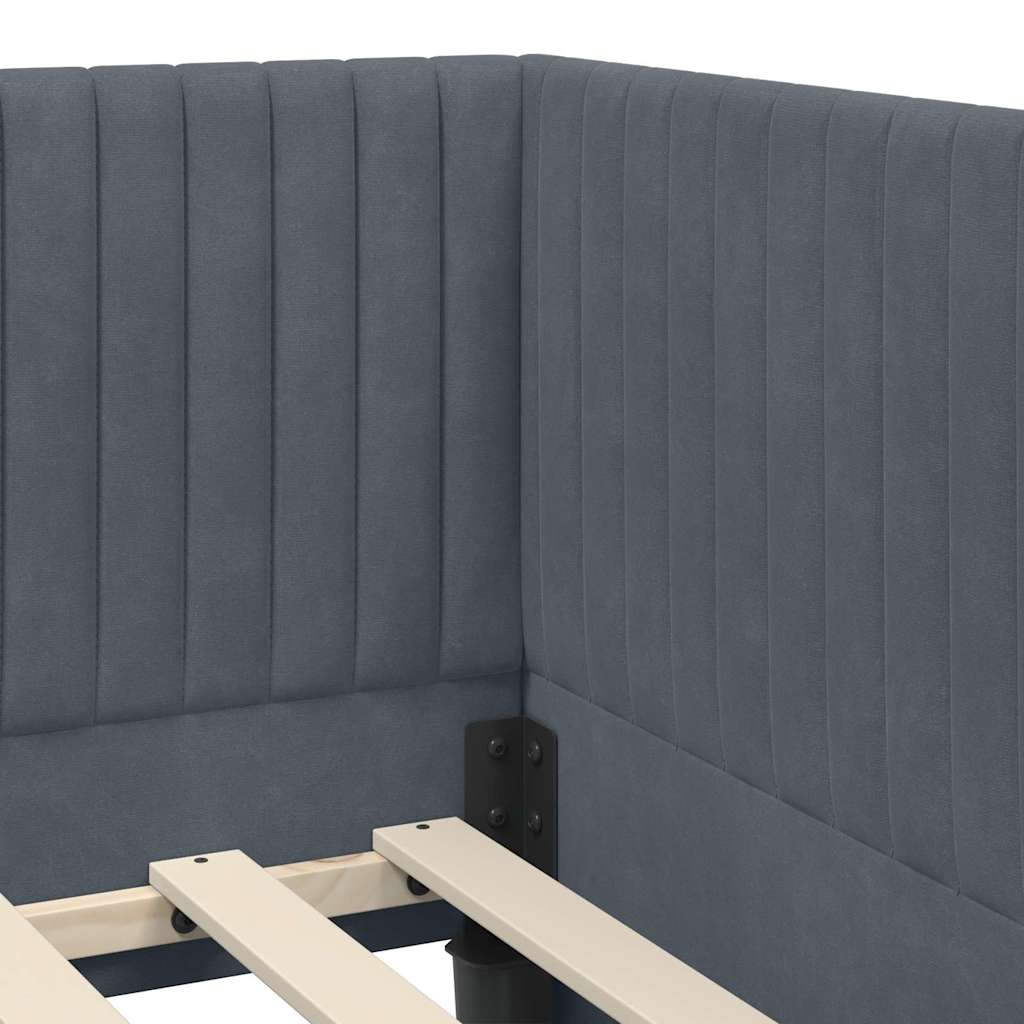 vidaXL Κρεβάτι γωνίας με στρώμα με κεφαλάρι 2 pcs Γκρι Βελούδο