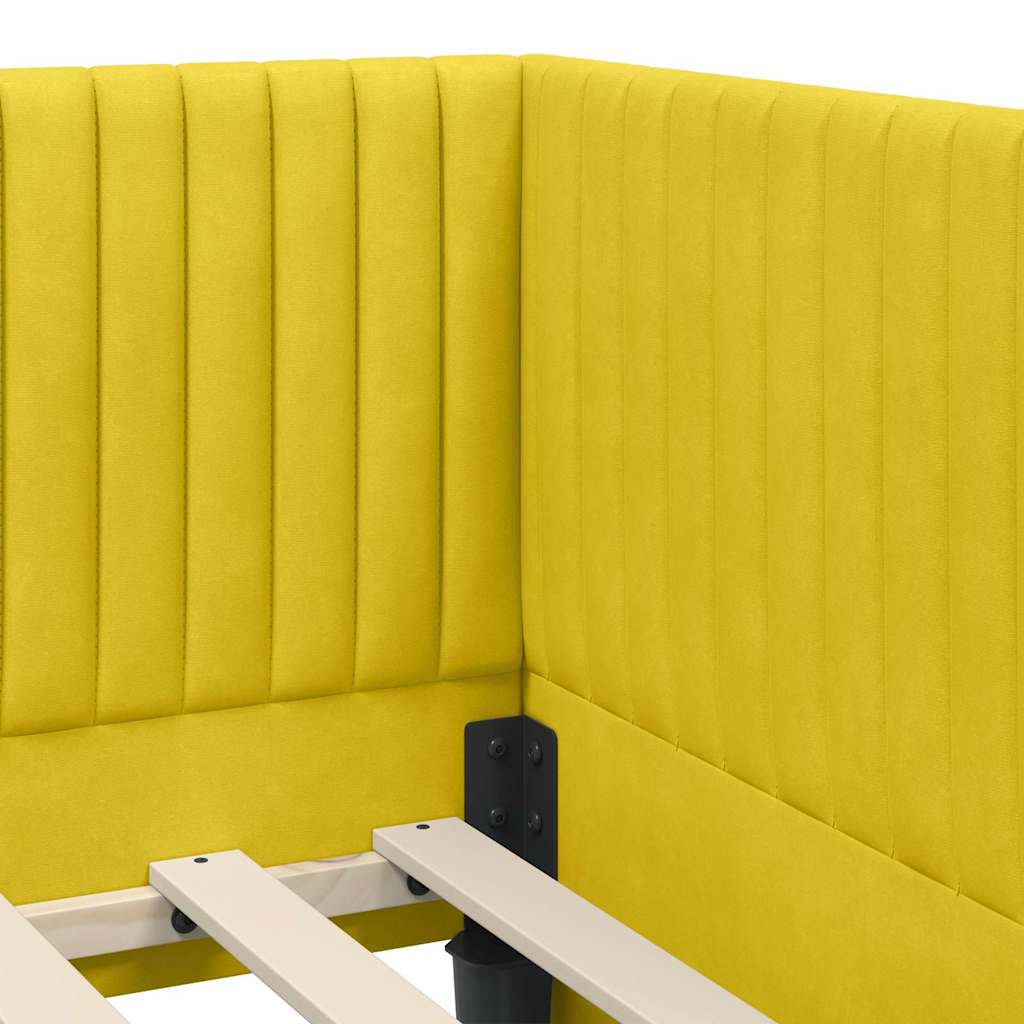 vidaXL Κρεβάτι γωνίας με στρώμα με κεφαλάρι 2 pcs Κίτρινο Βελούδο