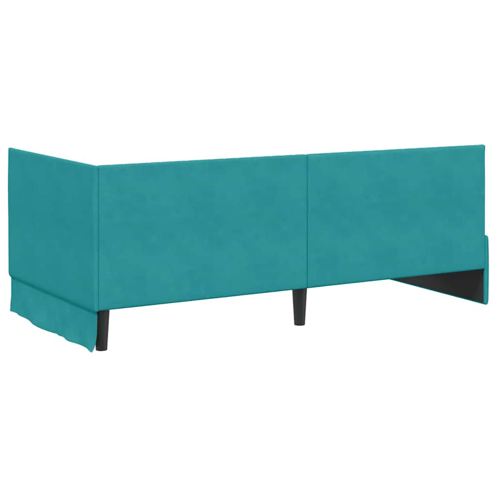 vidaXL Κρεβάτι γωνίας με στρώμα με κεφαλάρι 2 pcs Τιρκουάζ Βελούδο