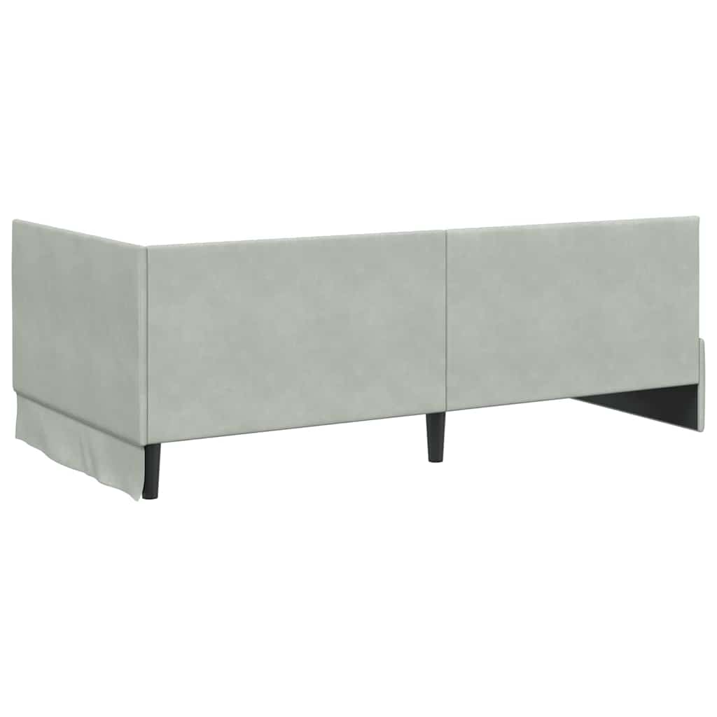 vidaXL Κρεβάτι γωνίας με στρώμα με κεφαλάρι 2 pcs Ανοιχτό γκρι Βελούδο