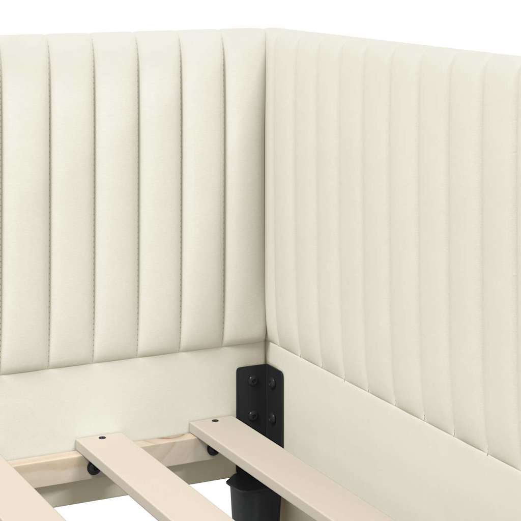 vidaXL Κρεβάτι γωνίας με στρώμα με κεφαλάρι 2 pcs Κρεμ Βελούδο