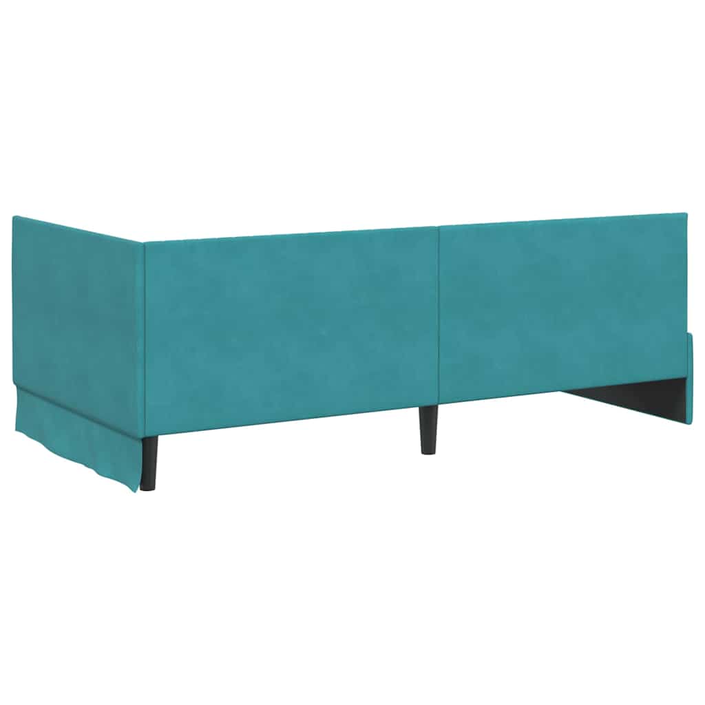 vidaXL Κρεβάτι γωνίας με στρώμα με κεφαλάρι 2 pcs Τιρκουάζ Βελούδο