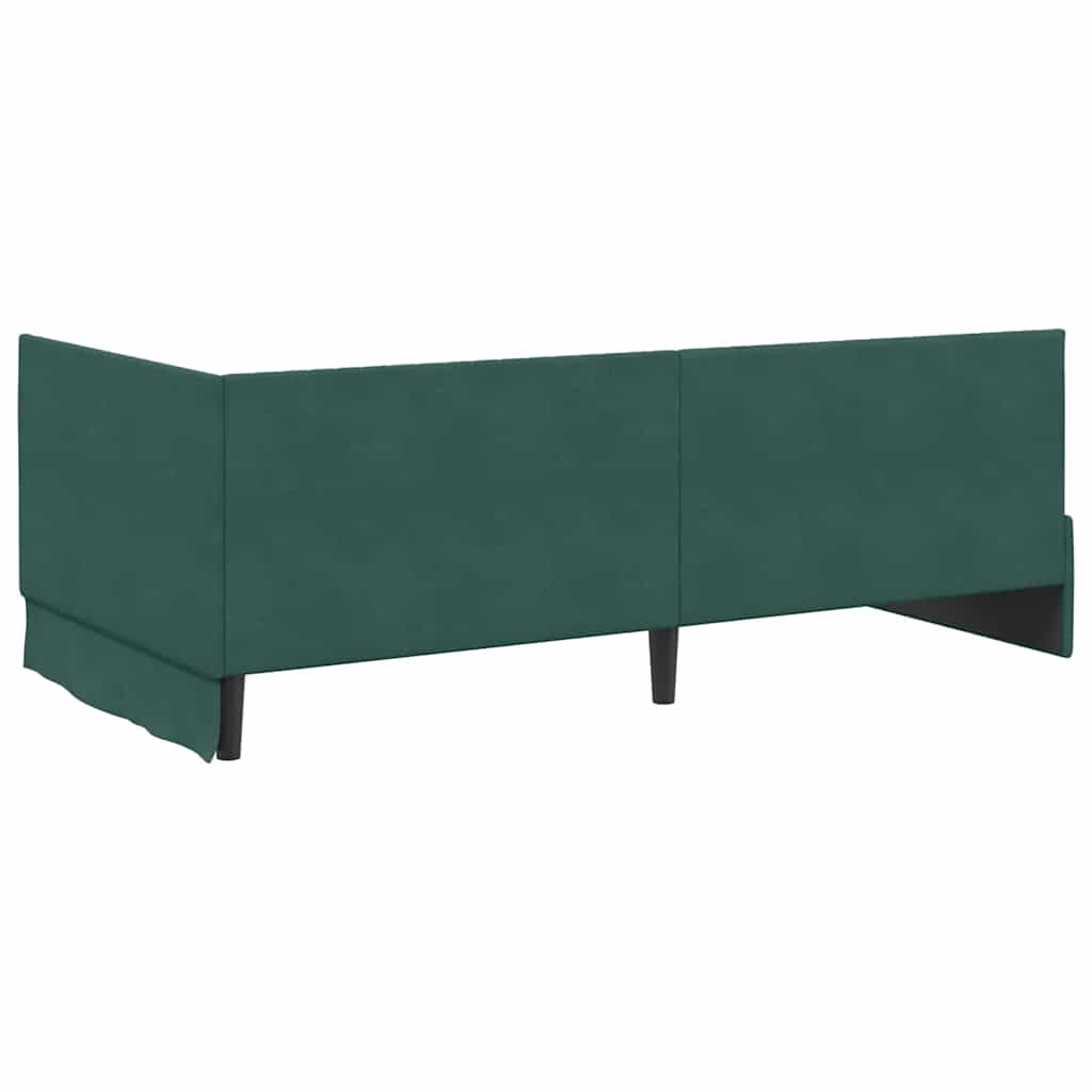 vidaXL Κρεβάτι γωνίας με στρώμα με κεφαλάρι 2 pcs Πράσινο Βελούδο