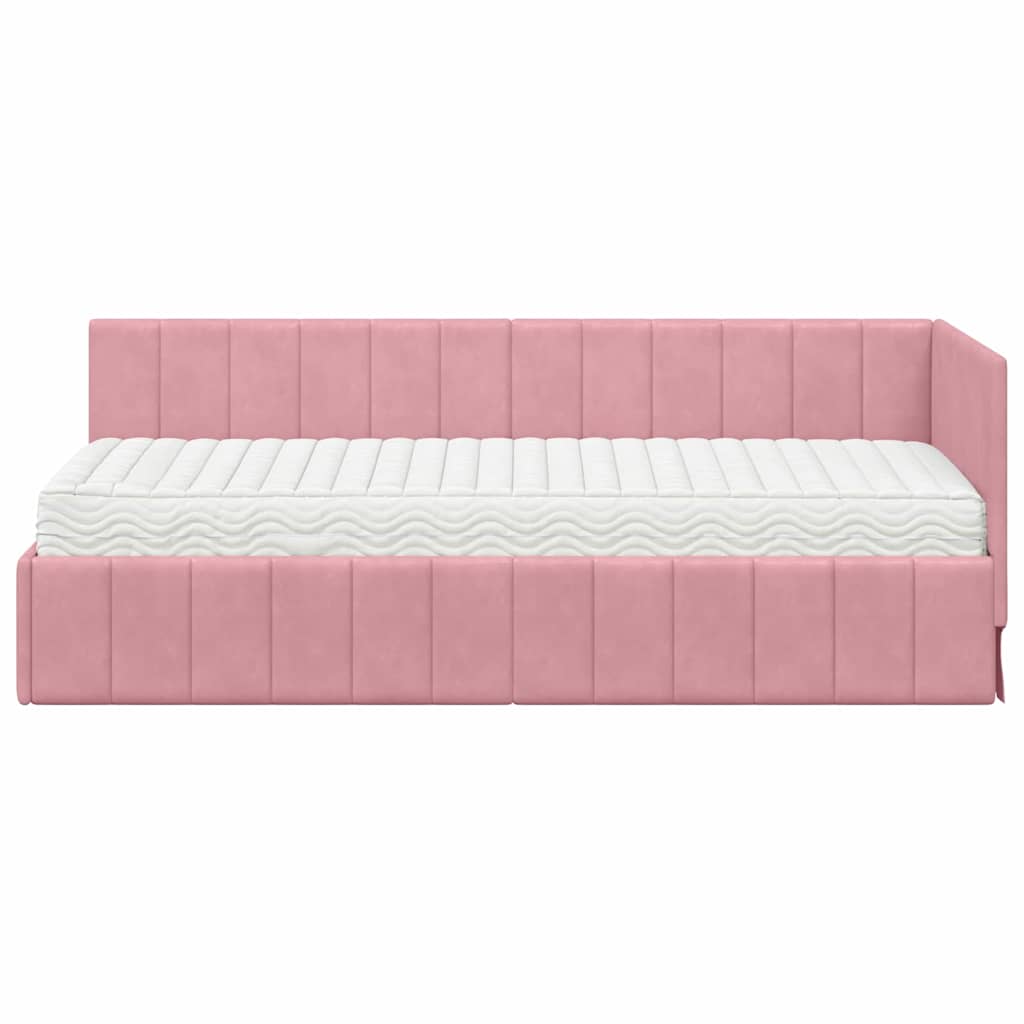 vidaXL Κρεβάτι γωνίας με στρώμα με στρώμα 2 pcs Γκρι Βελούδο
