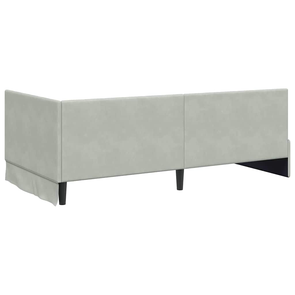 vidaXL Κρεβάτι γωνίας με στρώμα με κεφαλάρι 2 pcs Ανοιχτό γκρι Βελούδο