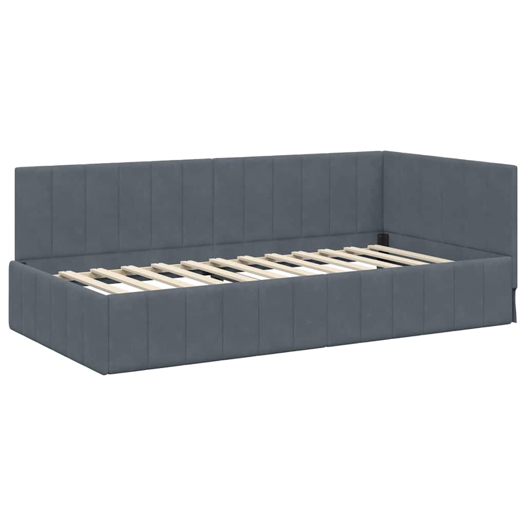 vidaXL Κρεβάτι γωνίας με στρώμα με κεφαλάρι 2 pcs Γκρι Βελούδο