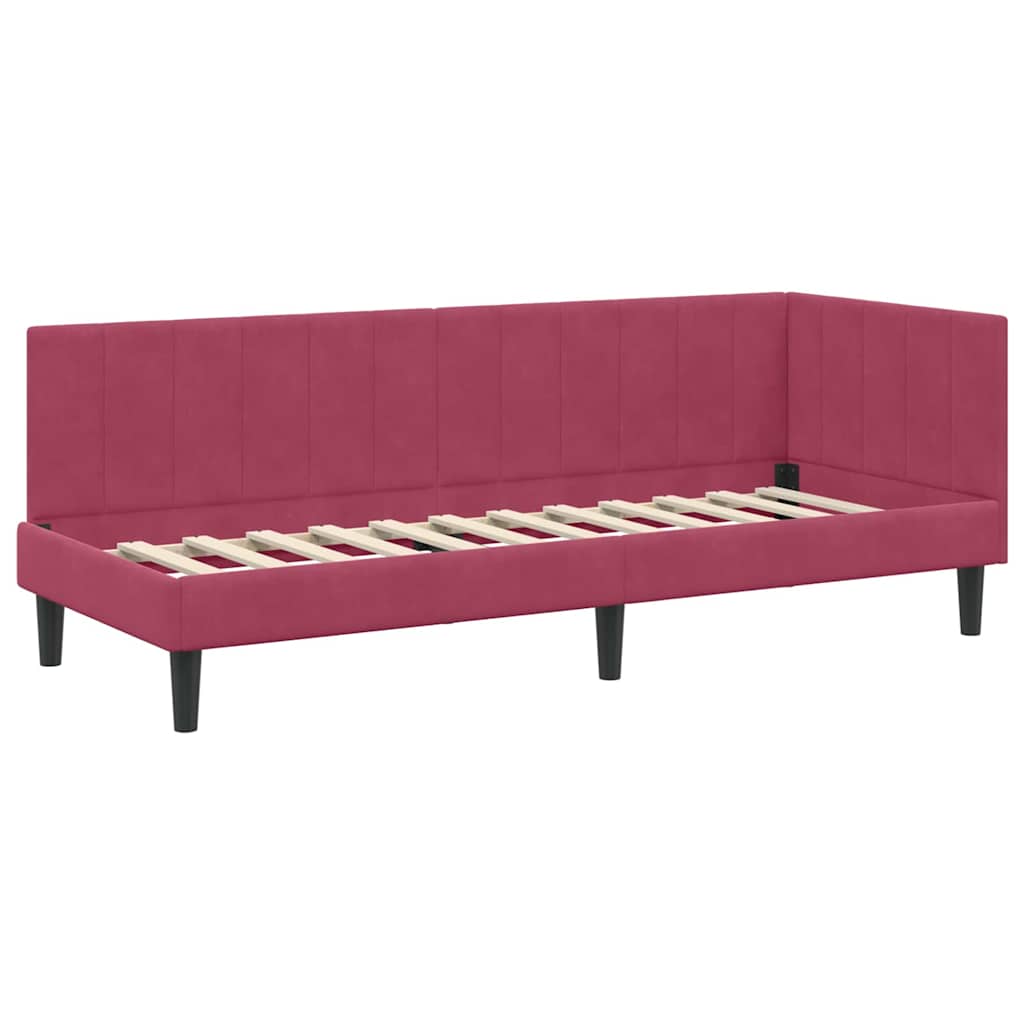 vidaXL Κρεβάτι γωνίας με στρώμα με κεφαλάρι 2 pcs Πράσινο Βελούδο