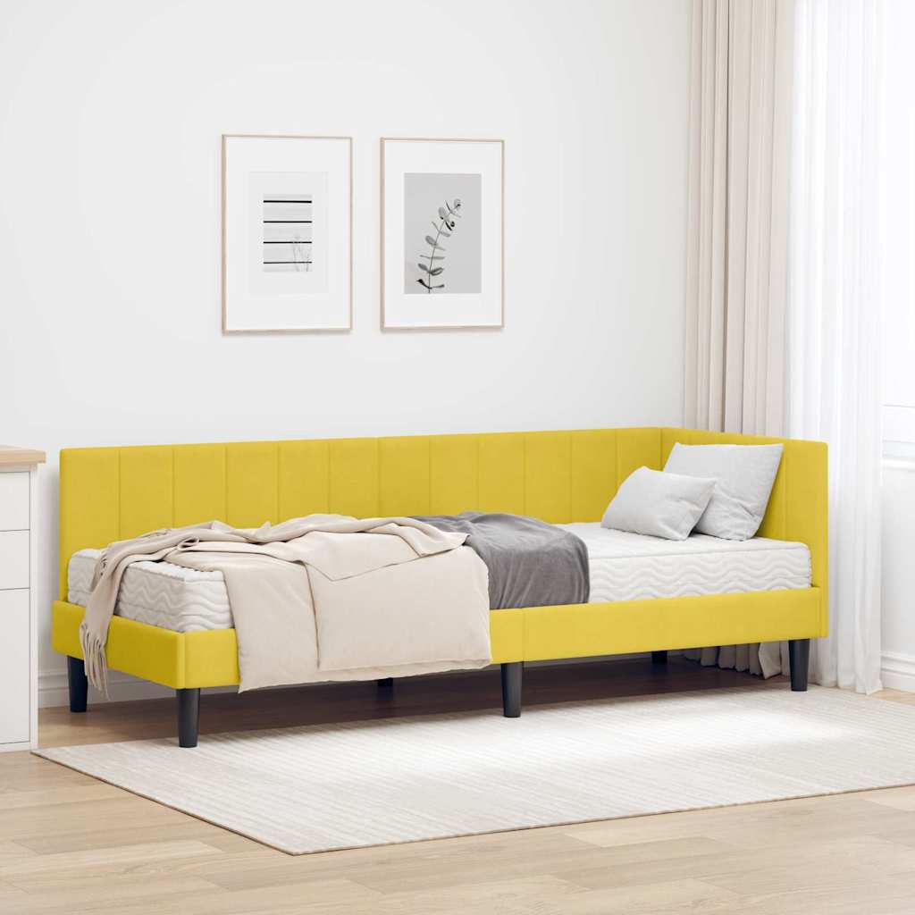 vidaXL Κρεβάτι γωνίας με στρώμα με κεφαλάρι 2 pcs Κίτρινο Βελούδο