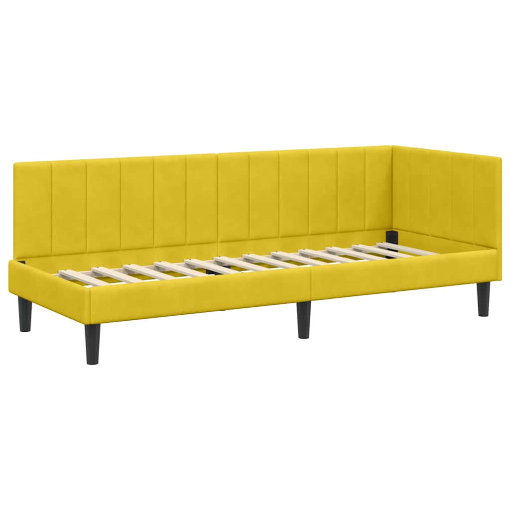 vidaXL Κρεβάτι γωνίας με στρώμα με κεφαλάρι 2 pcs Κίτρινο Βελούδο