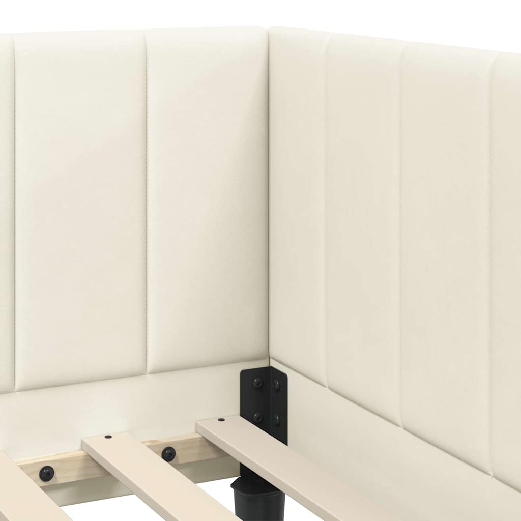 vidaXL Κρεβάτι γωνίας με στρώμα με κεφαλάρι 2 pcs Κρεμ Βελούδο