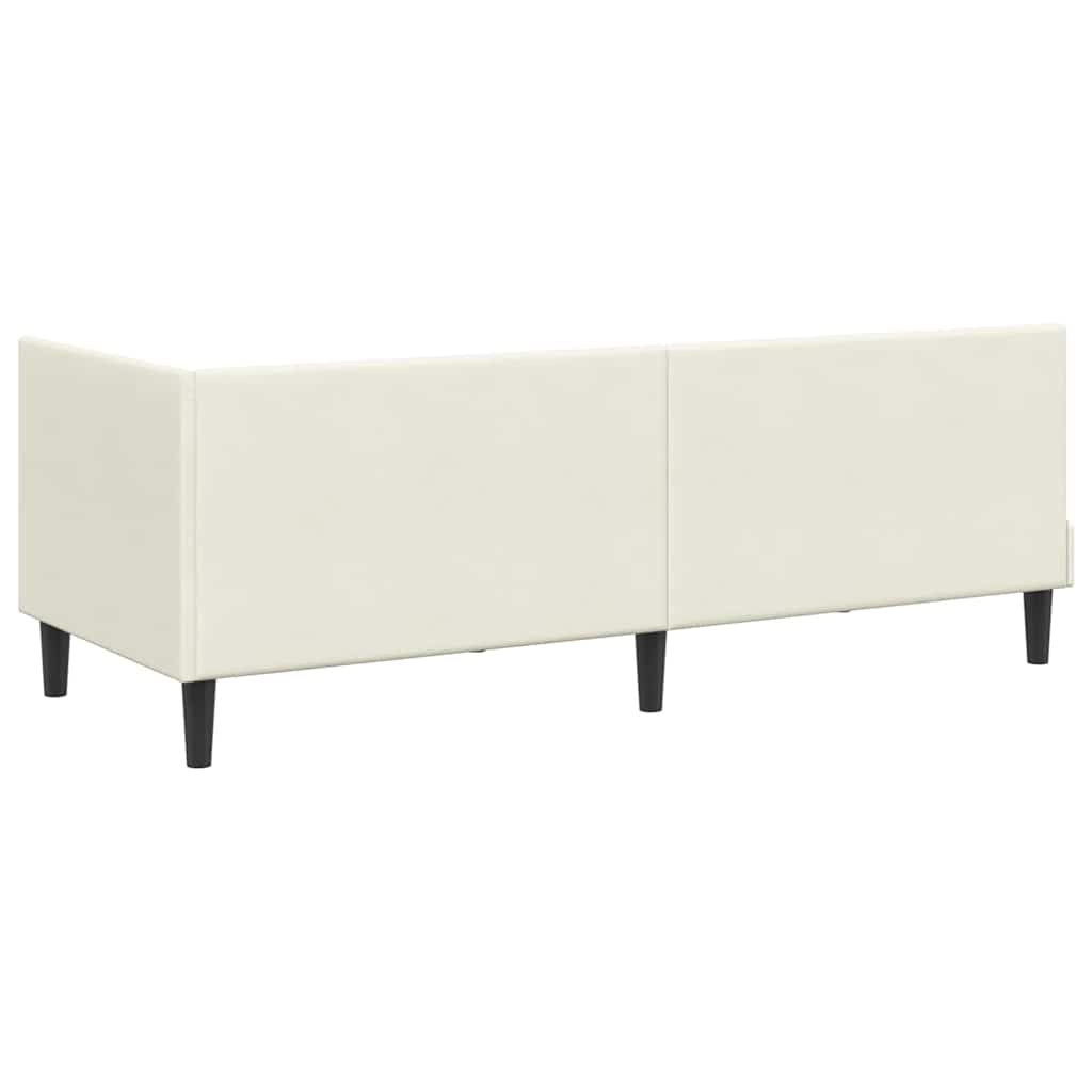 vidaXL Κρεβάτι γωνίας με στρώμα με κεφαλάρι 2 pcs Κρεμ Βελούδο