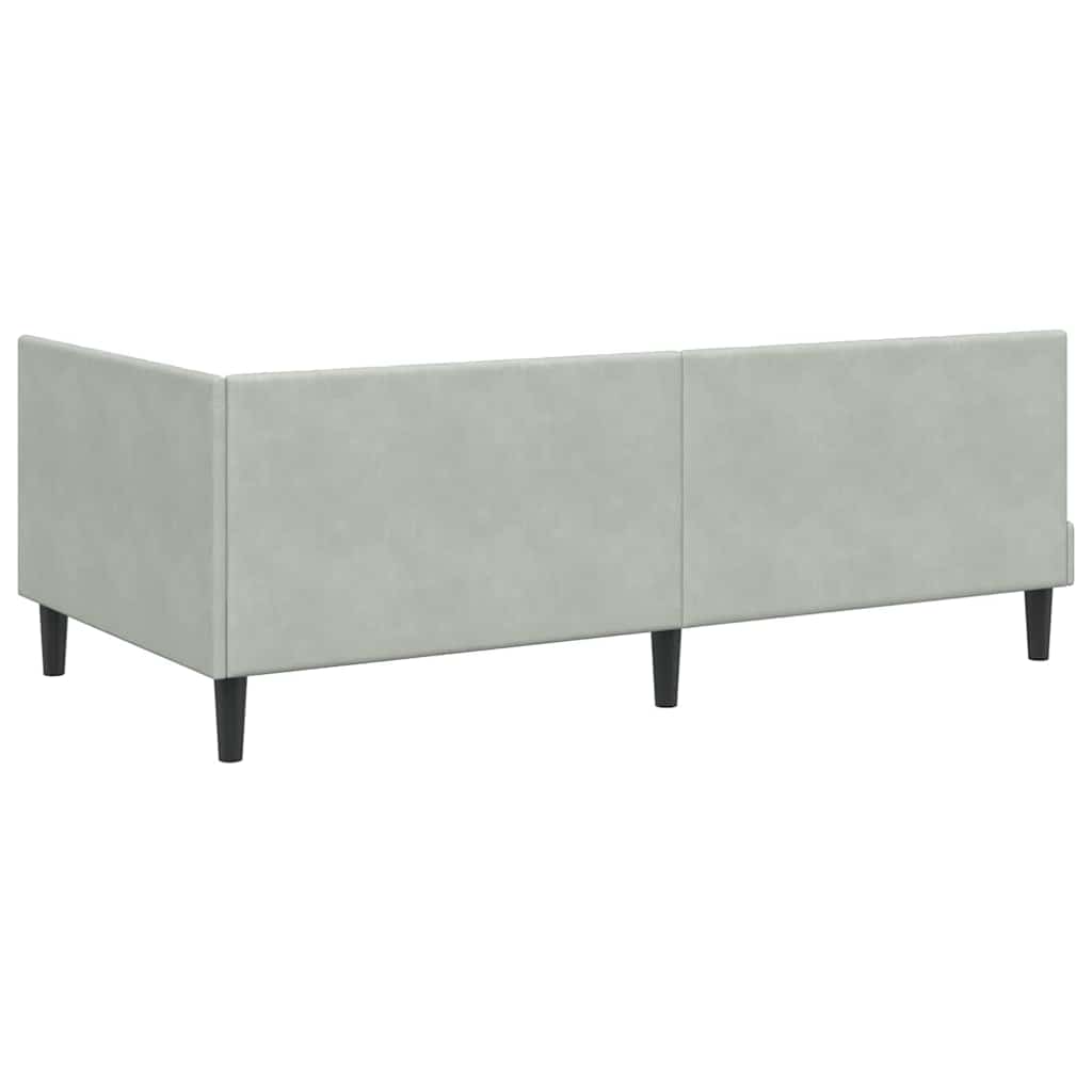 vidaXL Κρεβάτι γωνίας με στρώμα με κεφαλάρι 2 pcs Ανοιχτό γκρι Βελούδο