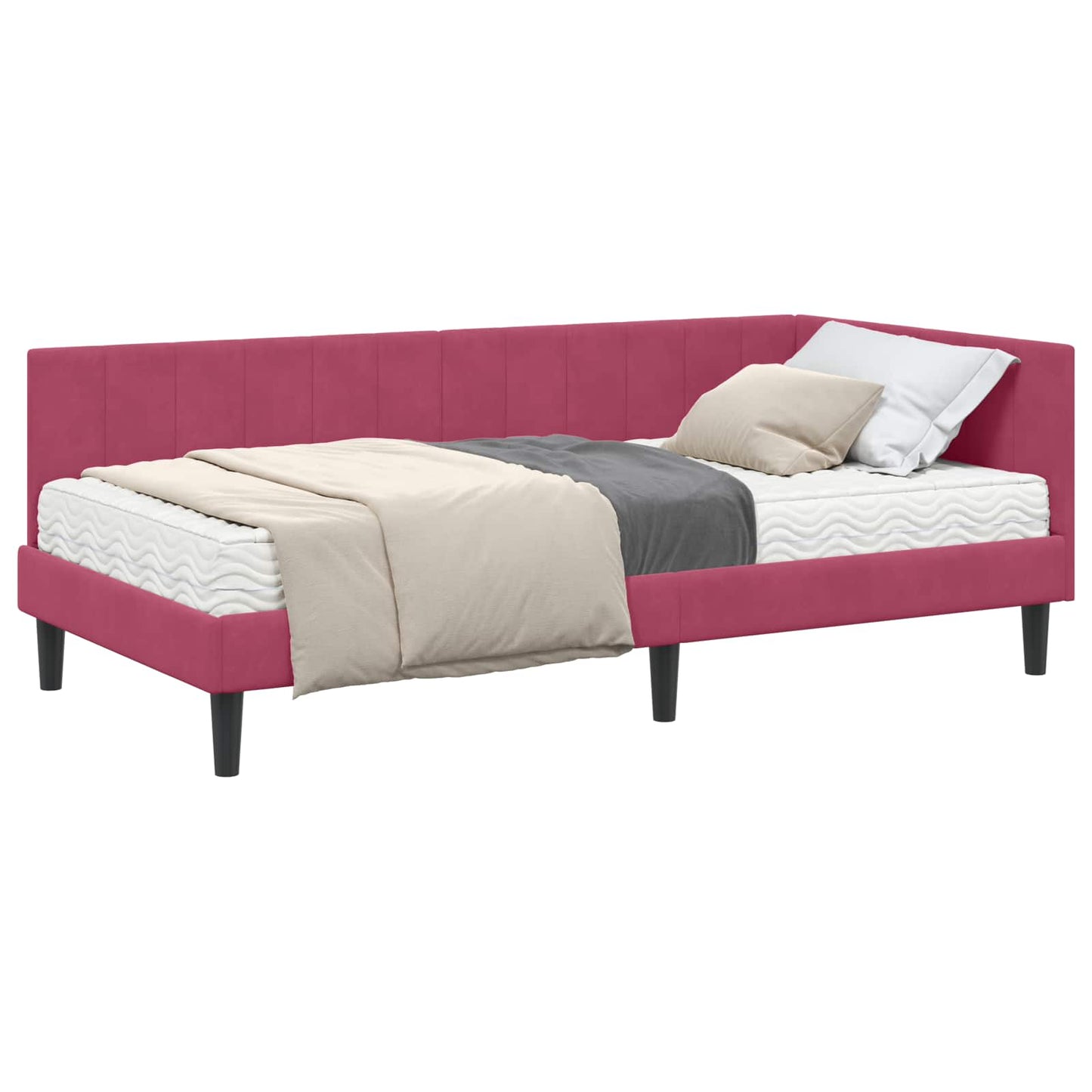 vidaXL Κρεβάτι γωνίας με στρώμα με κεφαλάρι 2 pcs Πράσινο Βελούδο