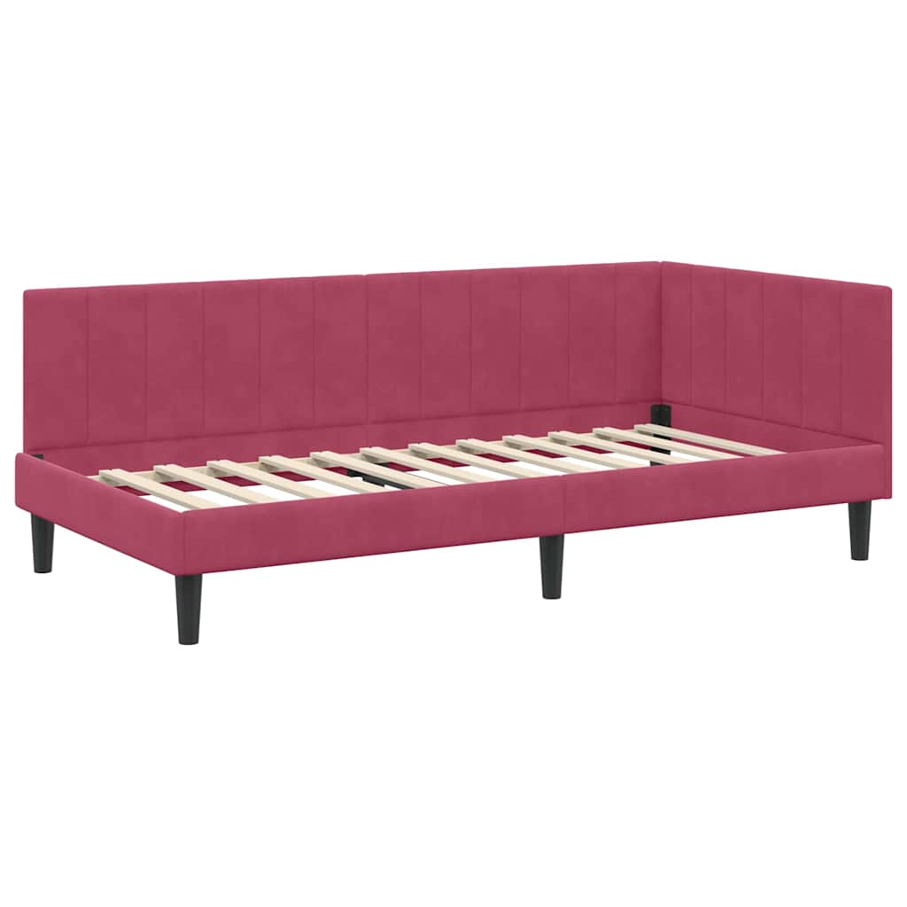 vidaXL Κρεβάτι γωνίας με στρώμα με κεφαλάρι 2 pcs Πράσινο Βελούδο