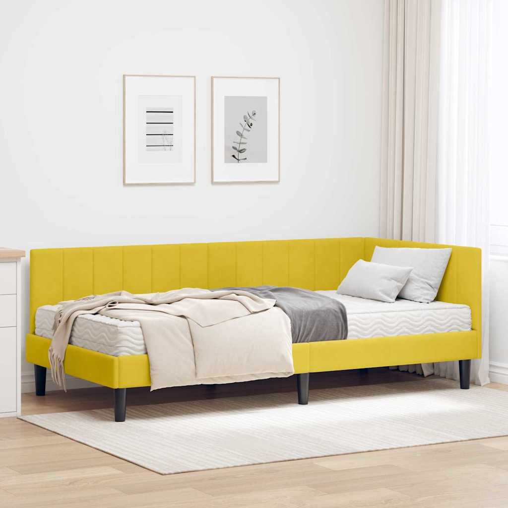 vidaXL Κρεβάτι γωνίας με στρώμα με κεφαλάρι 2 pcs Κίτρινο Βελούδο