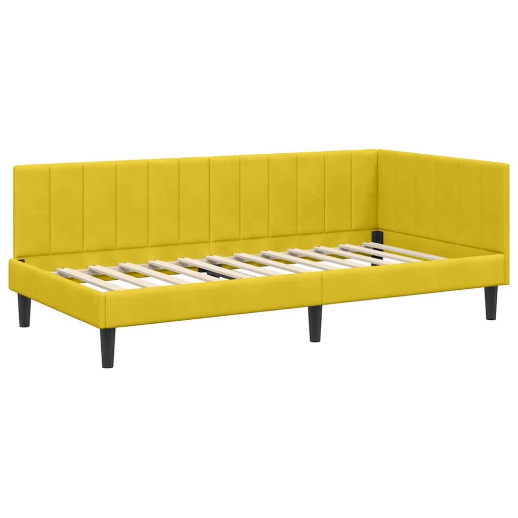 vidaXL Κρεβάτι γωνίας με στρώμα με κεφαλάρι 2 pcs Κίτρινο Βελούδο