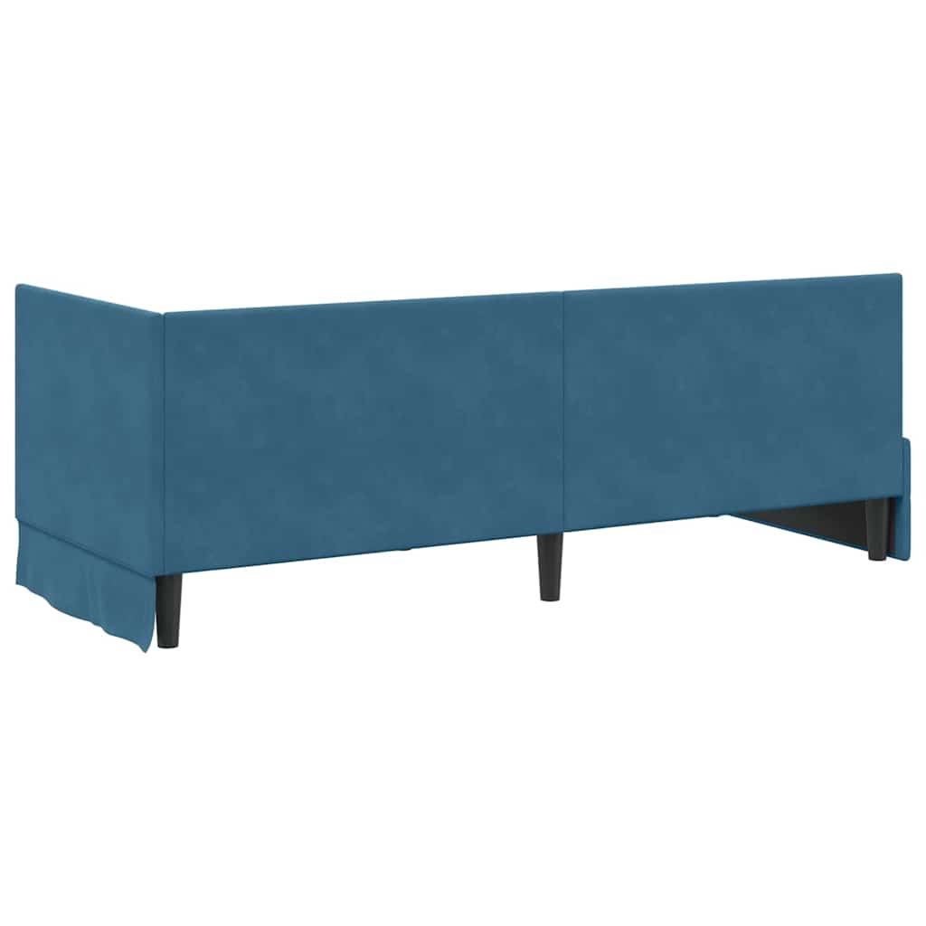 vidaXL Κρεβάτι γωνίας με στρώμα με κεφαλάρι 2 pcs Μπλε Βελούδο