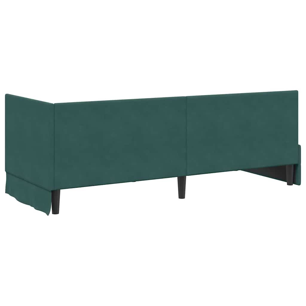 vidaXL Κρεβάτι γωνίας με στρώμα με κεφαλάρι 2 pcs Πράσινο Βελούδο