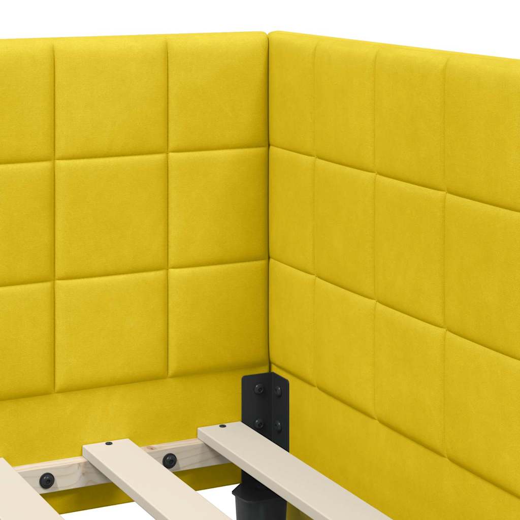 vidaXL Κρεβάτι γωνίας με στρώμα με κεφαλάρι 2 pcs Κίτρινο Βελούδο