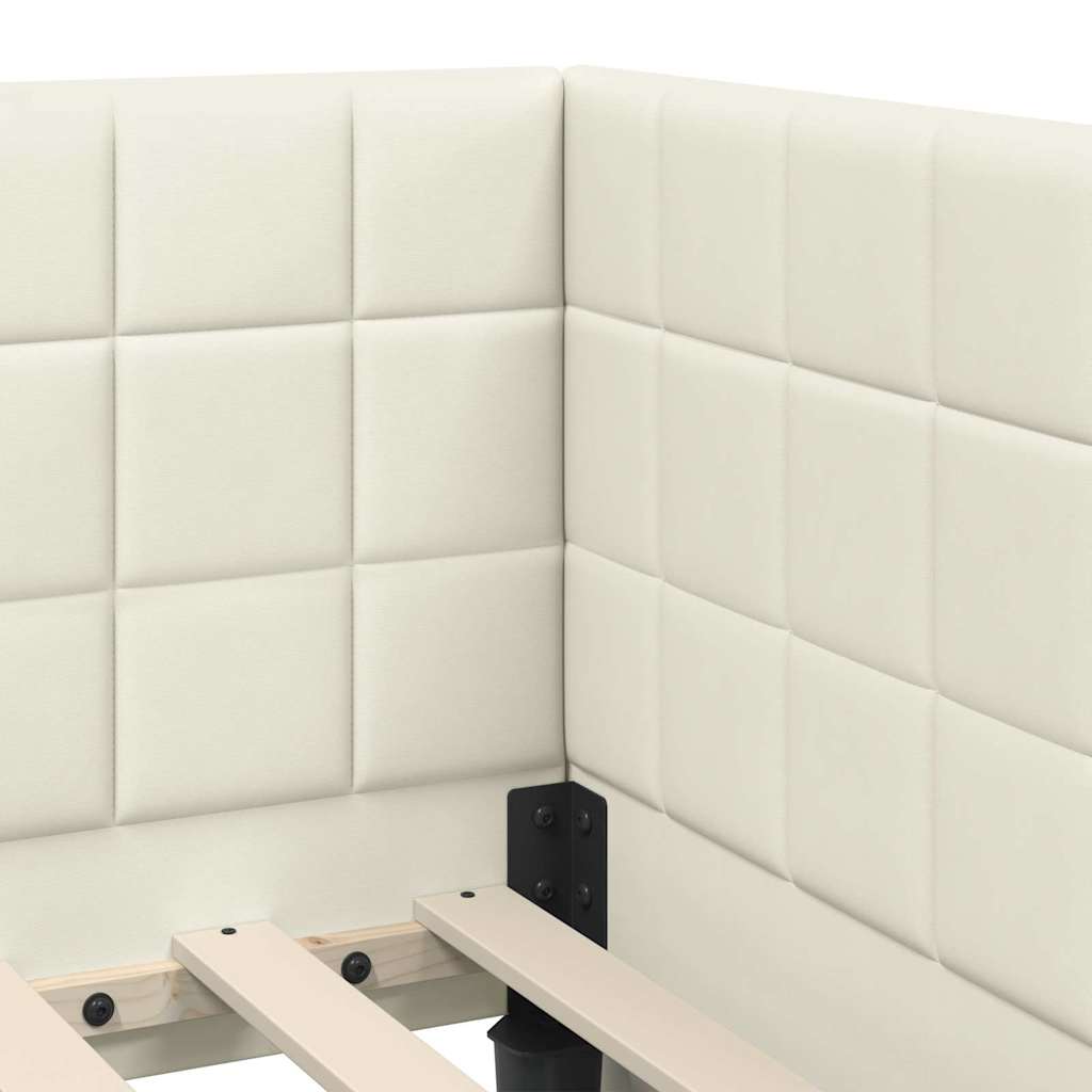 vidaXL Κρεβάτι γωνίας με στρώμα με κεφαλάρι 2 pcs Κρεμ Βελούδο