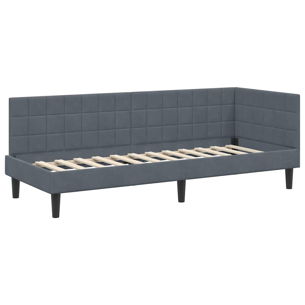 vidaXL Κρεβάτι γωνίας με στρώμα με κεφαλάρι 2 pcs Γκρι Βελούδο