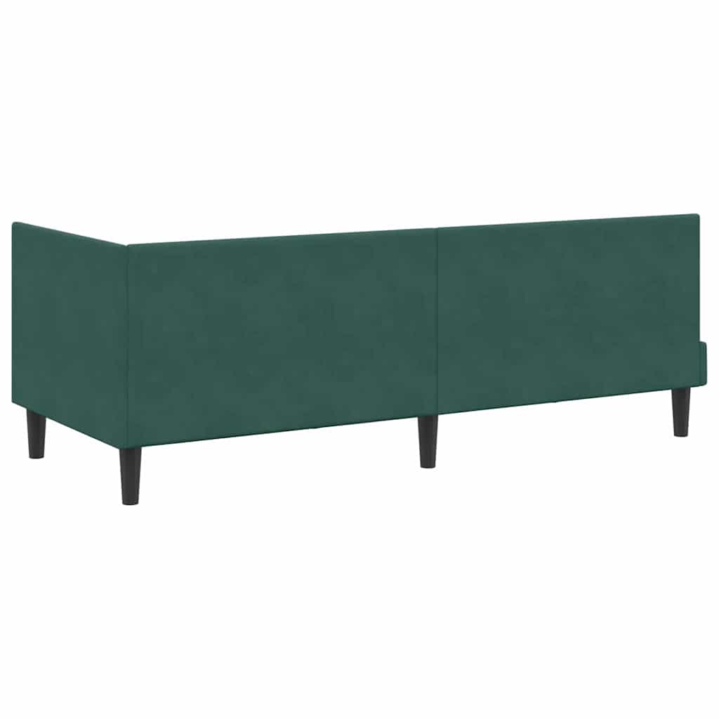 vidaXL Κρεβάτι γωνίας με στρώμα με κεφαλάρι 2 pcs Πράσινο Βελούδο