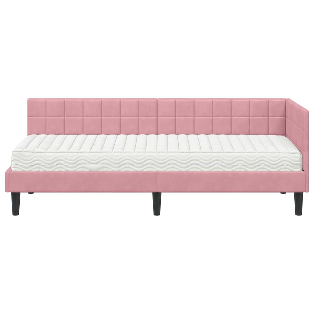 vidaXL Κρεβάτι γωνίας με στρώμα με κεφαλάρι 2 pcs Γκρι Βελούδο