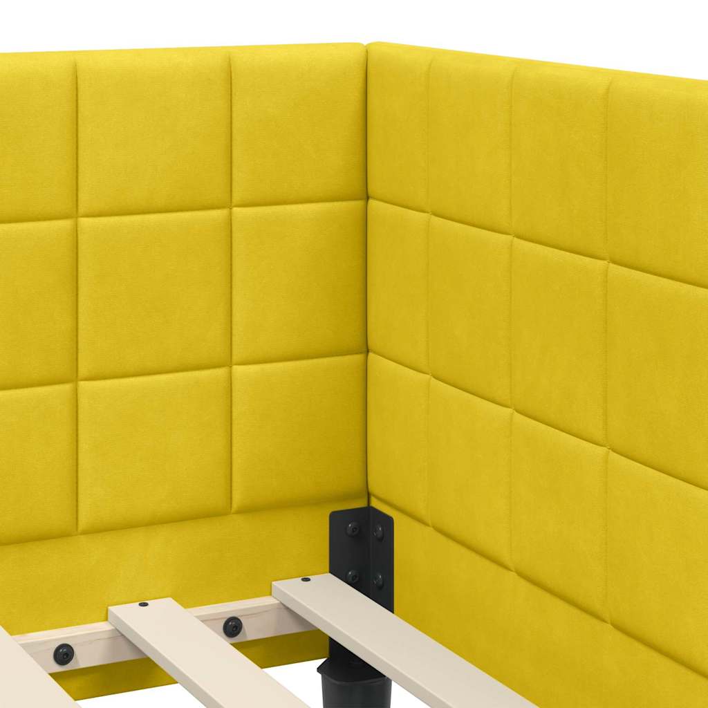 vidaXL Κρεβάτι γωνίας με στρώμα με κεφαλάρι 2 pcs Κίτρινο Βελούδο