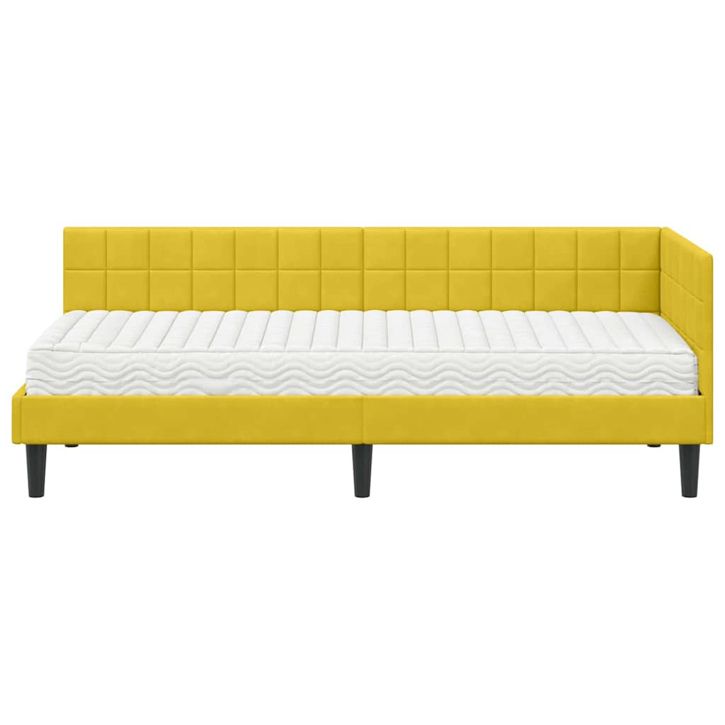 vidaXL Κρεβάτι γωνίας με στρώμα με κεφαλάρι 2 pcs Κίτρινο Βελούδο