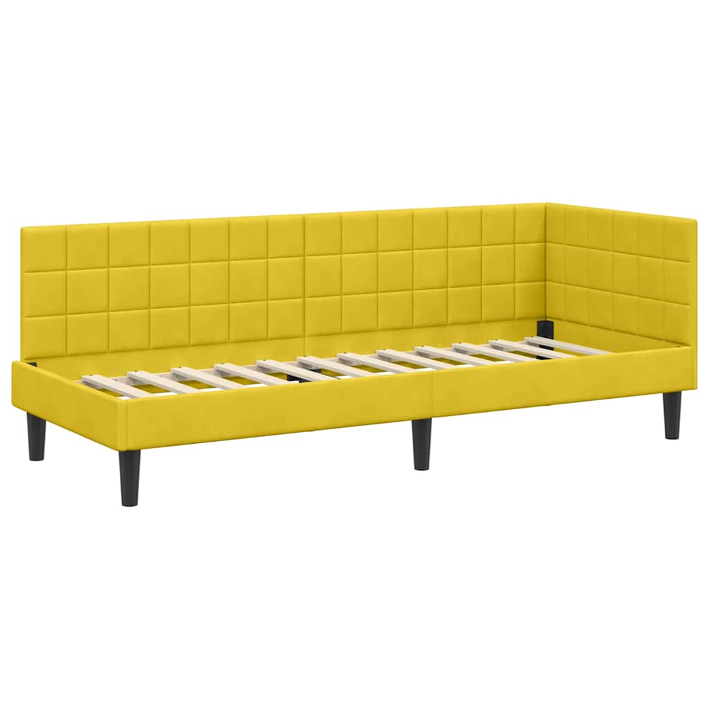 vidaXL Κρεβάτι γωνίας με στρώμα με κεφαλάρι 2 pcs Κίτρινο Βελούδο