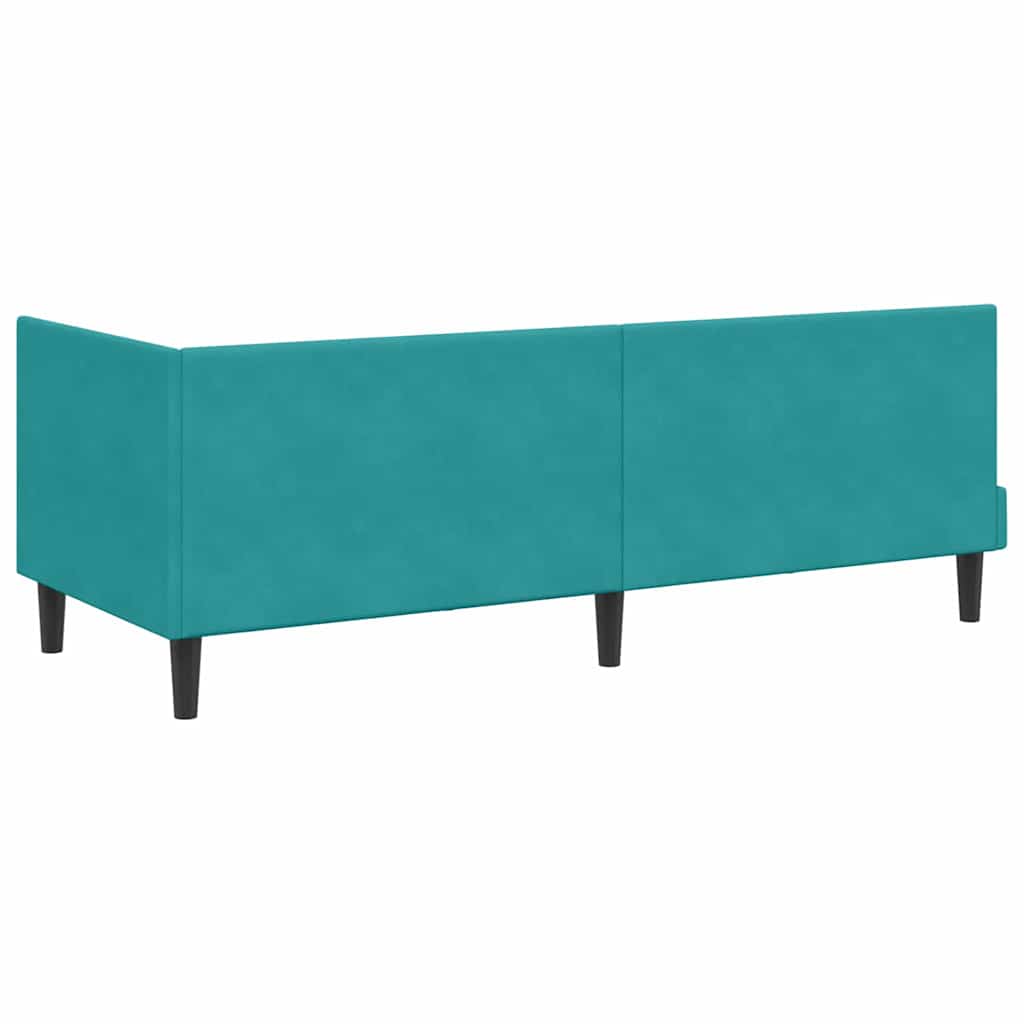 vidaXL Κρεβάτι γωνίας με στρώμα με κεφαλάρι 2 pcs Τιρκουάζ Βελούδο