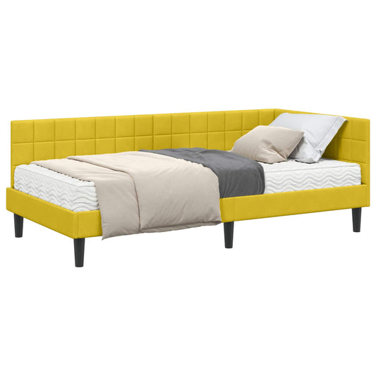 vidaXL Κρεβάτι γωνίας με στρώμα με κεφαλάρι 2 pcs Κίτρινο Βελούδο